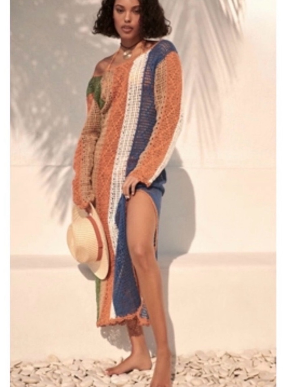 MahilA Anthropology, Knit Colorblock Beach Cover-Up Dress sz M